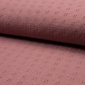 Mušelín/dvojitá gázovina madeirová, starorůžová, š.125/135