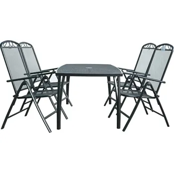 Zahradní sestava IWHOME Set stůl ZWMT-24 tmavě šedý + 4x křeslo ZWMC-38 tmavě šedé
