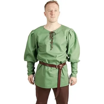 Karnevalový kostým imago Bavlněná pánská košile se šněrováním - zelená, velikost L