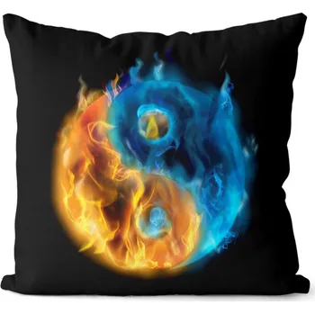 Dekorativní polštářek Polštář Ohnivý Yin-Yang 40x40 cm (Velikost: 40 x 40 cm)