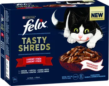 Krmivo pro kočku Purina Felix Tasty Shreds Beef/Chicken/Salmon/Tuna