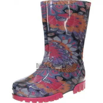 Dívčí holínky Demar Twister Print 0036 0037 paví péro 35
