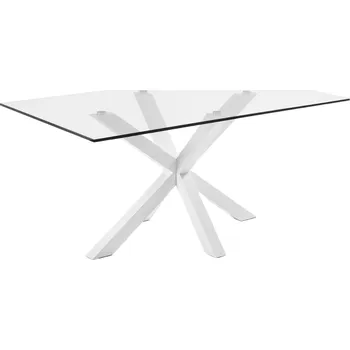 Jídelní stůl Skleněný jídelní stůl Kave Home Argo 180 x 100 cm s bílou kovovou podnoží