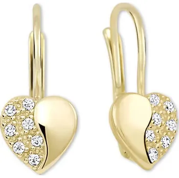 Náušnice Brilio Zlaté srdíčkové náušnice s krystaly 239 001 00880 + 2 měsíce na vrácení zboží