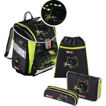 Hama 139135 Školní aktovka - 4-dílný set, Step by Step Flash blikačka Černý panter, certifikát AGR