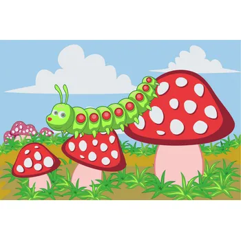 Malování podle čísel - Housenka na muchomůrkách Velikost: 40x60cm, Rámování: Pouze srolované plátno