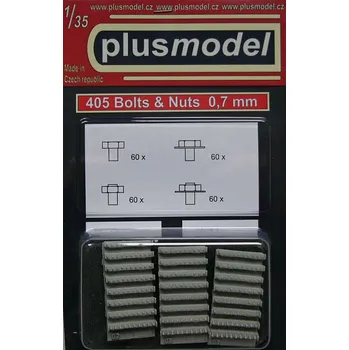 Plastikový model Plusmodel 1/35 Bolts and nuts 0,7 mm (4 types, each 60 pcs.)