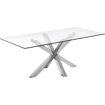 Jídelní stůl Skleněný jídelní stůl Kave Home Argo 200 x 100 cm s nerezovou podnoží