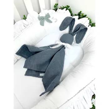 Hračka pro nejmenší Ar-s Přítulka králiček - mušelín šedý