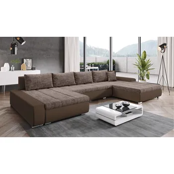 Sedací souprava Rozkládací rohová sedačka TAMARIS cappucino / hnědá