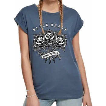 Dámské tričko tričko dámské - ROSE SKULL EXT - BLACK HEART - 9127 - L