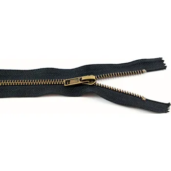 Zip Jeansové zipy starokovové č. 5 nedělitelné - délka 6 cm - 22 cm černá 6 cm
