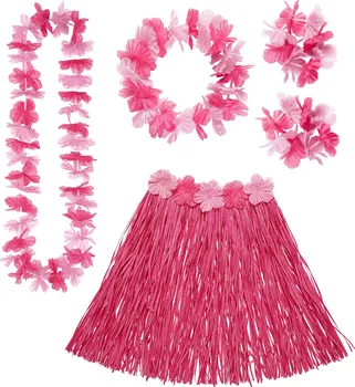 Karnevalový kostým WIDMANN Havajská souprava se sukní růžová