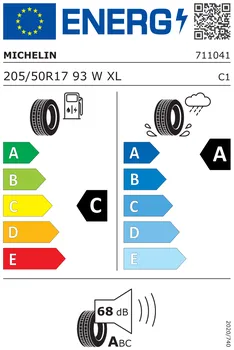 energetický štítek letní pneumatiky Michelin Primacy 4 205/50 R17 93 W XL