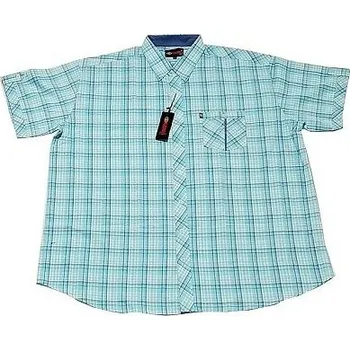 Pánská košile Pánská košile světle zeleno - bílé káro Kamro 23656/307 vel. 5XL - 12XL krátký rukáv Kamro - 12XL