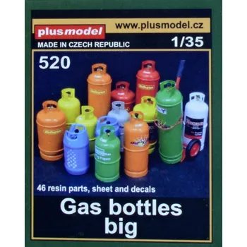 Plastikový model Plusmodel 1/35 Gas bottles big (46 resin parts, PE & decals)