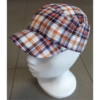Čepice Fantom Slabá letni čepice-bekovka, ORANŽOVÁ-BÍLÁ-FIALOVÁ KOSTKA velikost: 48