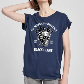 Dámské tričko Dámské Triko BLACK HEART DIE YOUNG EXT Barva: Modrá, Velikost: S