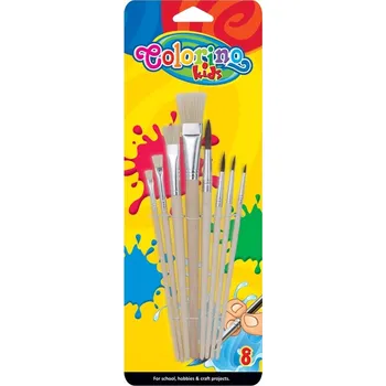 Umělecký štětec Sada štětců Colorino, dřevěné násadky, mix druhů a velikostí, 8 ks