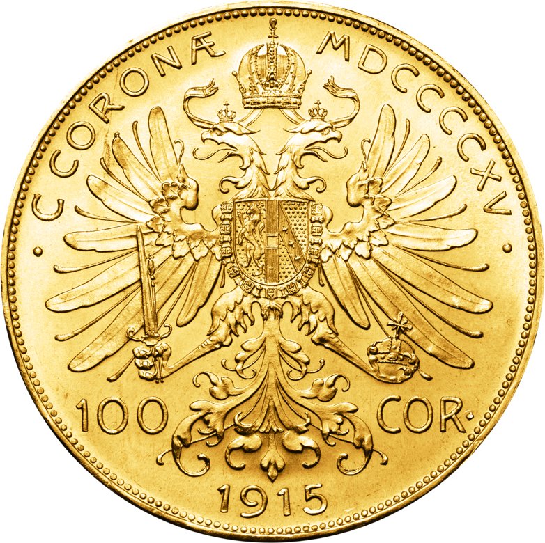 Zlatá investiční mince Stokoruna Františka Josefa I. 1915 (novoražba)