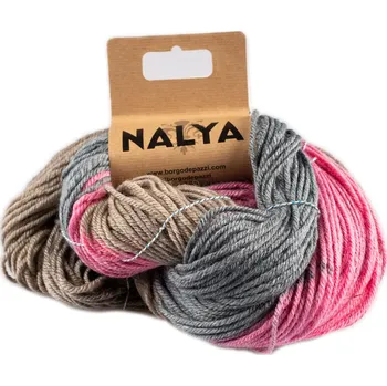 Příze Borgo de Pazzi Nalya 4 Růžová, šedá a hnědá (Objemová příze Nalya 4 Růžová, šedá a hnědá)
