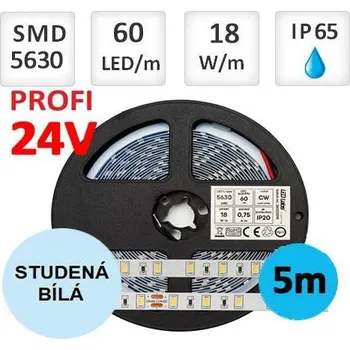LED páska LEDLabs LED pásek 18W/m PRO 3Y 24V 60 LED/m 5630 SMD IP65 studená bílá