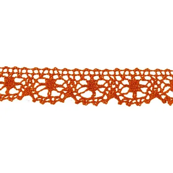 Stuha Bavlněná paličkovaná krajka - rezavá hořčicová - šířka 2,5 cm