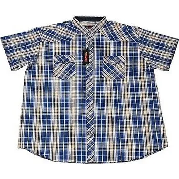 Pánská košile Pánská košile Kamro 23400/205 modro - bílo - béžová vel. 5XL - 7XL krátký rukáv Kamro - 6XL