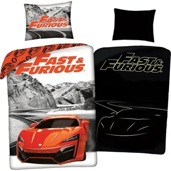 Povlečení Halantex Fast & Furious 140 x 200, 70 x 90 cm zipový uzávěr