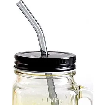 Gadget DAALO Zahnuté skleněné brčko - šedé