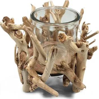 Svícen Svícen z naplaveného dřeva s LED světýlky - 14*20*24cm