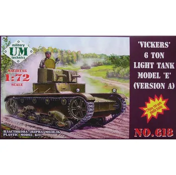 Plastikový model Unimodel 1/72 Vickers 6ton light tank model 'E' (version A)