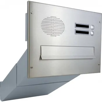 Poštovní schránka 1x poštovní schránka D-042 k zazdění do sloupku + čelní deska s 2x zvonkem a přípravou pro HM - NEREZ / šedá