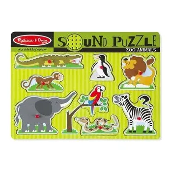 Dřevěné puzzle se zvuky - ZOO