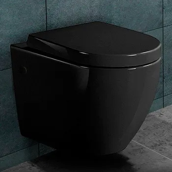 Klozet Černá závěsná wc mísa Black Diamond Round (bss2376black)