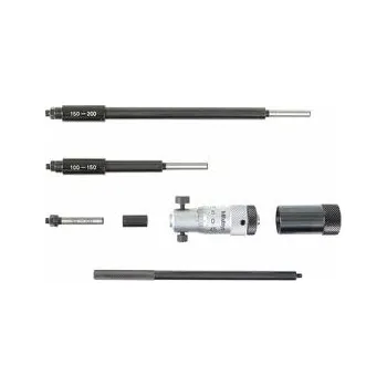Mikrometrický odpich dvoudotekový skládací 50-200/0,01 mm, 3 nástavce (mitu-141-205)