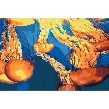 Malování podle čísel - Medúzy v oceánu Velikost: 40x60cm, Rámování: Pouze srolované plátno