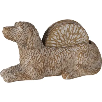 Bytová dekorace Dřevěný dekorativní stojánek ve tvaru psa na podtácky (4 ks) - 12*9*21 cm