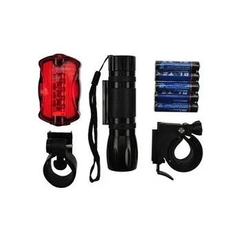 Pedál na kolo SOLIGHT - LED sada cyklo světel, přední 3W LED + zadní 5x LED, 2x držák, 5x AAA baterie