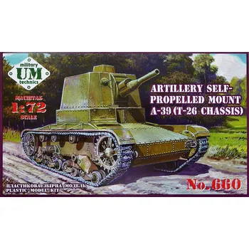 Plastikový model Unimodel 1/72 A-39 (T-26 chassis) Soviet self-propelled gun