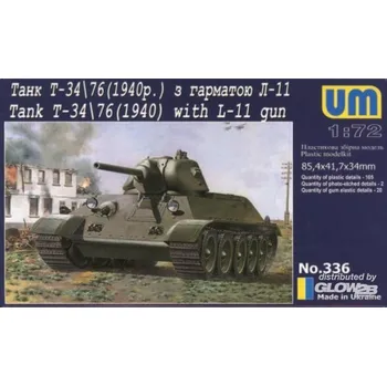 Plastikový model Unimodel 1/72 T-34/76 with L-11 gun (1940)