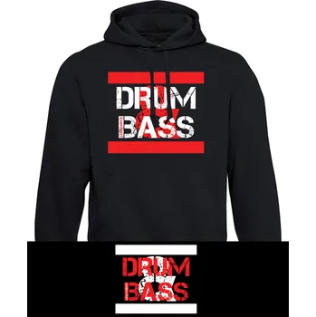 Pánská mikina Pánská mikina s kapucí DRUM & BASS Old Stripes Velikost: XXL, Barva: Černá - Design 1