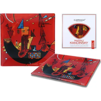 Talíř Carmani® Carmani - Skleněný talíř W. Kandinsky, With and against - 13*13 cm