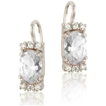 Náušnice Stříbrné náušnice s oválnými zirkony