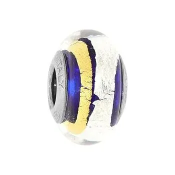 Přívěsek Stříbrný navlékací korálek stříbrné zlato modrý