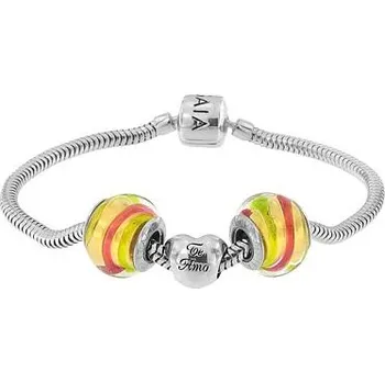 Náramek Gaia stříbrný náramek červeno zlatý