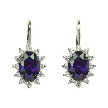 Náušnice Stříbrné náušnice s fialovými zirkony
