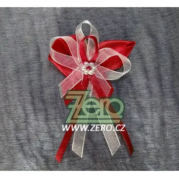 Svatební dekorace Vonička (vývazek) svatební - bordó-červená s perlovým květem