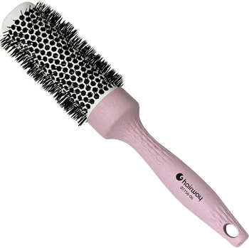 Kulatý kartáč z organického materiálu s nylonovými štětinami Hairway Organica - fialový, 33 mm (07156-06) + dárek zdarma