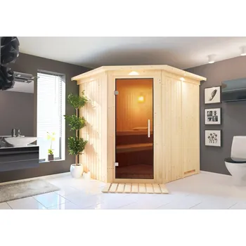 finská sauna KARIBU SIIRIN (71376) (Sauna pro 2 osoby, síla stěny 68 mm, vnější rozměry 196 x 170 x 198 cm.)